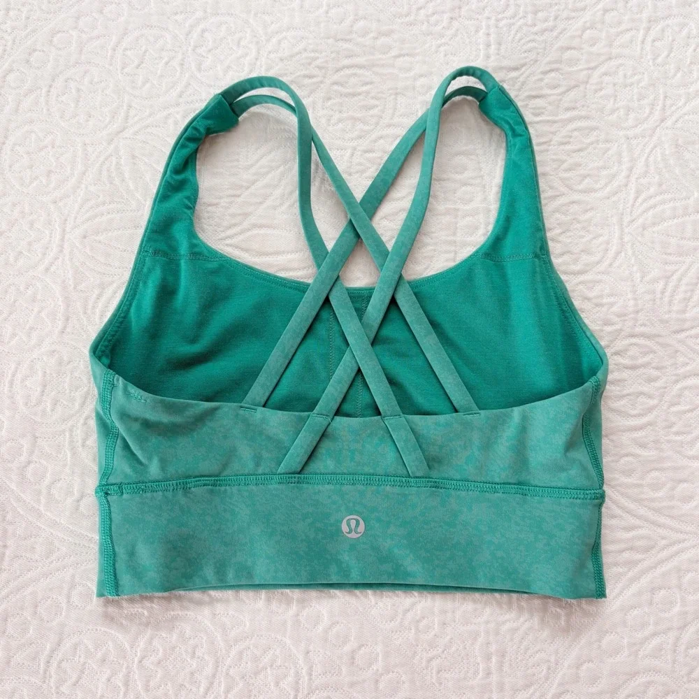 Lululemon Energy Longline Bra,‎ Blaze Maldives Green Medium Support Sz 4
